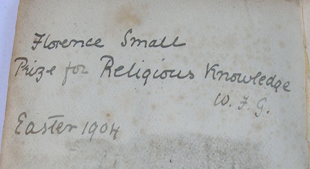 Inscription inside the front cover