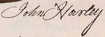 John Harley's signature on his marriage allegation